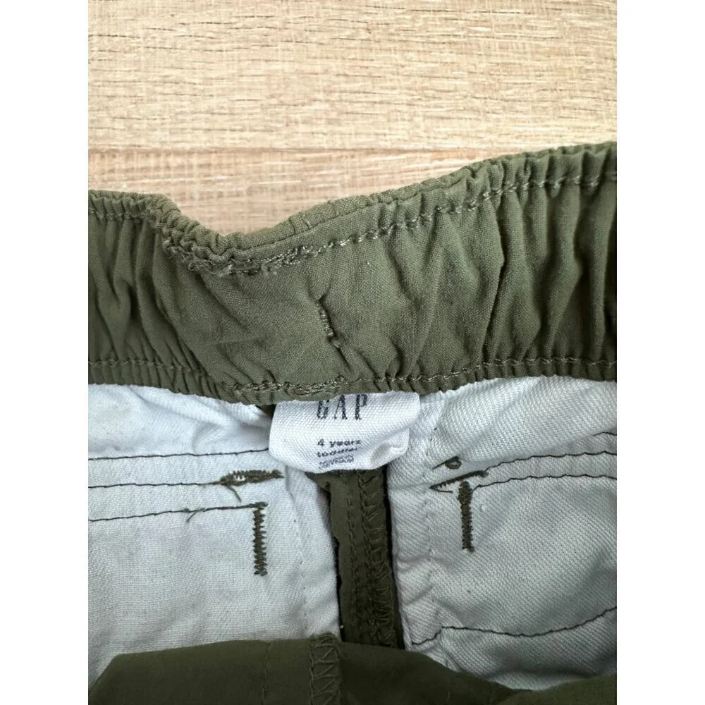 Gap Boys Olive Green Drawstring Elastic Waist Cargo Shorts 4 Years Cotton Casual